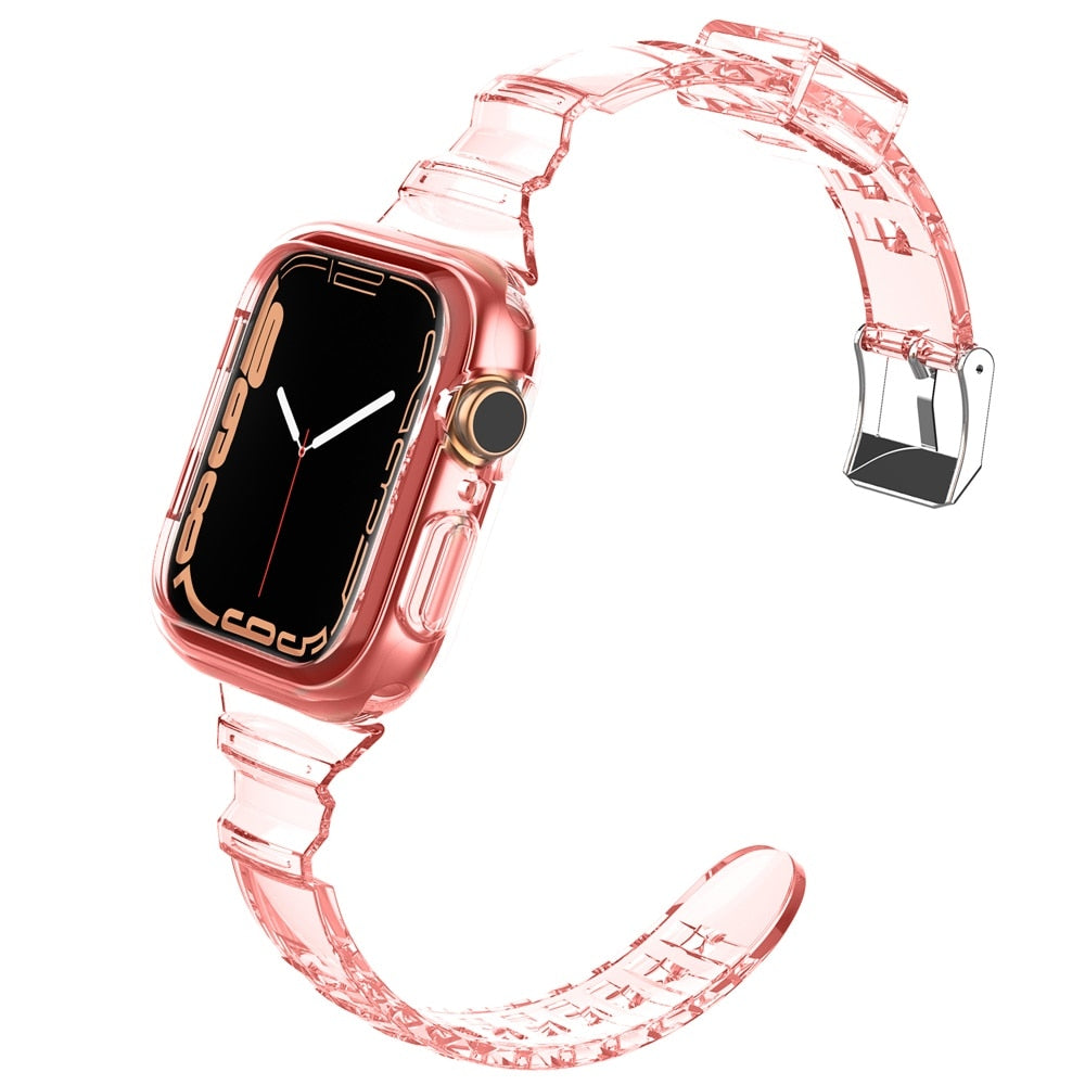 Športni pašček za Apple Watch 7 6 SE 5 4 3 2 1 prozoren silikonski za iwatch Strap 40mm 44mm 42mm 41mm 45mm