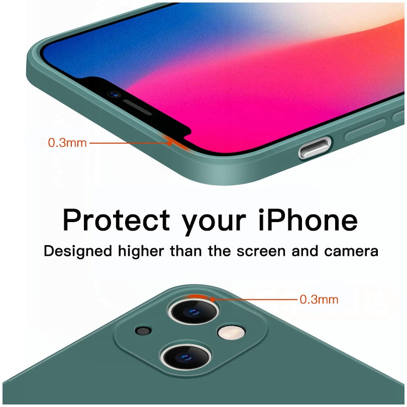 Originalni oglati silikonski ovitek za iPhone 13 11 12 Pro Max Mini X XR XS 7 8 Plus SE 2020