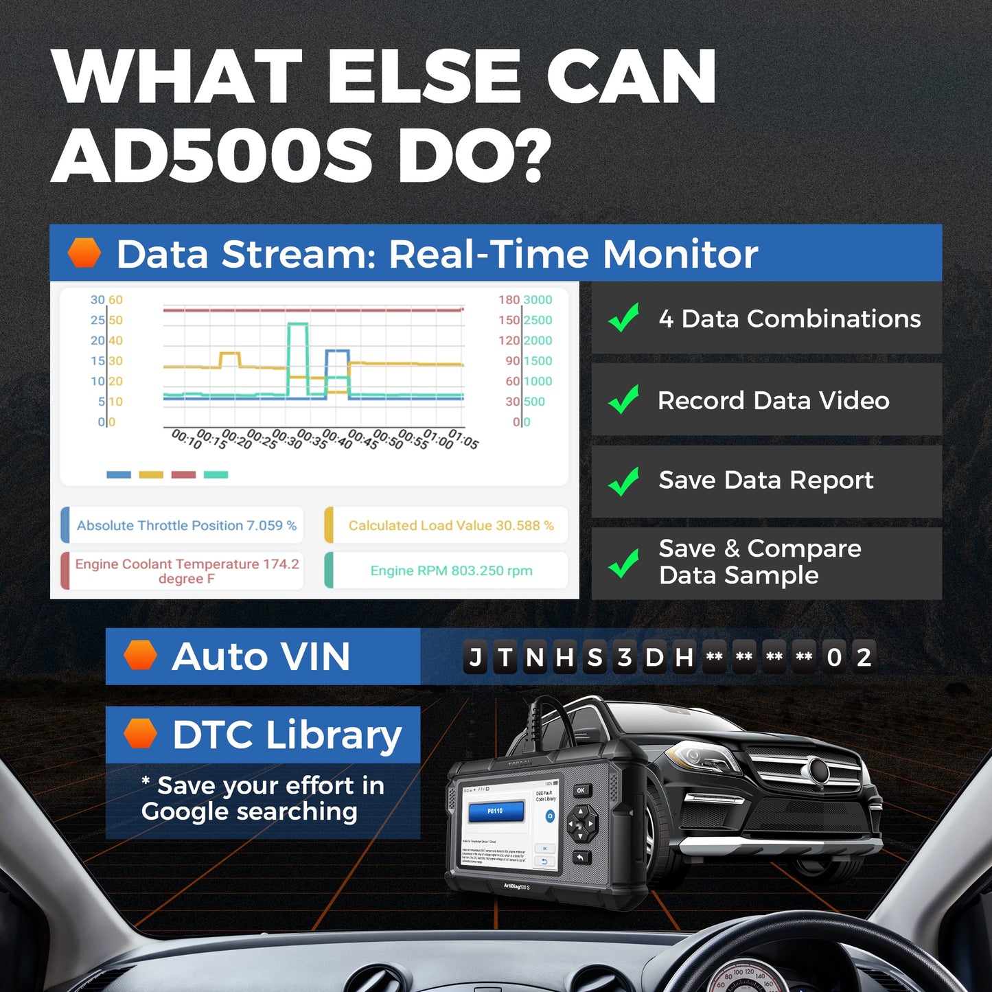TOPDON AD500S OBD2 skener kod in naprava za diagnostiko in reset ABS SRS Oil Reset BMS DPF DIY