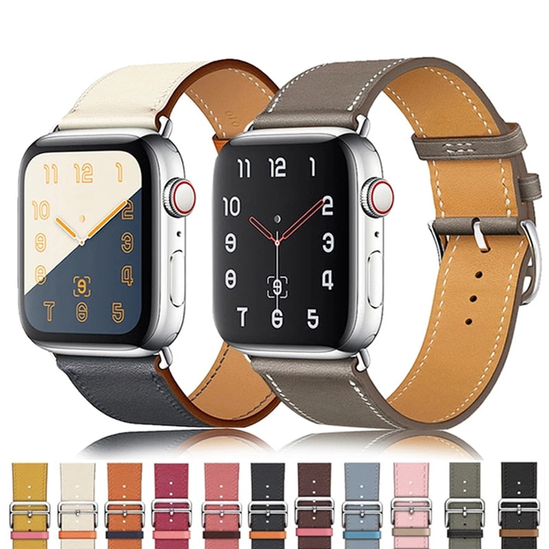 Pašček za Apple watch band 45mm 41mm 44mm 40mm 38mm 42mm iWatch series 5 4 3 6 se 7 usnjen