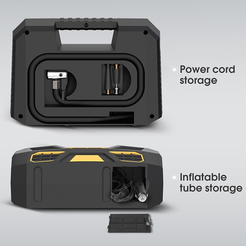CARSUN zračni kompresor za avtomobilske gume do 150PSI (10 bar) baterijski ali 12V napajanje iz vžigalnika z LED svetilko zaslonom hitro polnjenje primerna tudi za kolesa