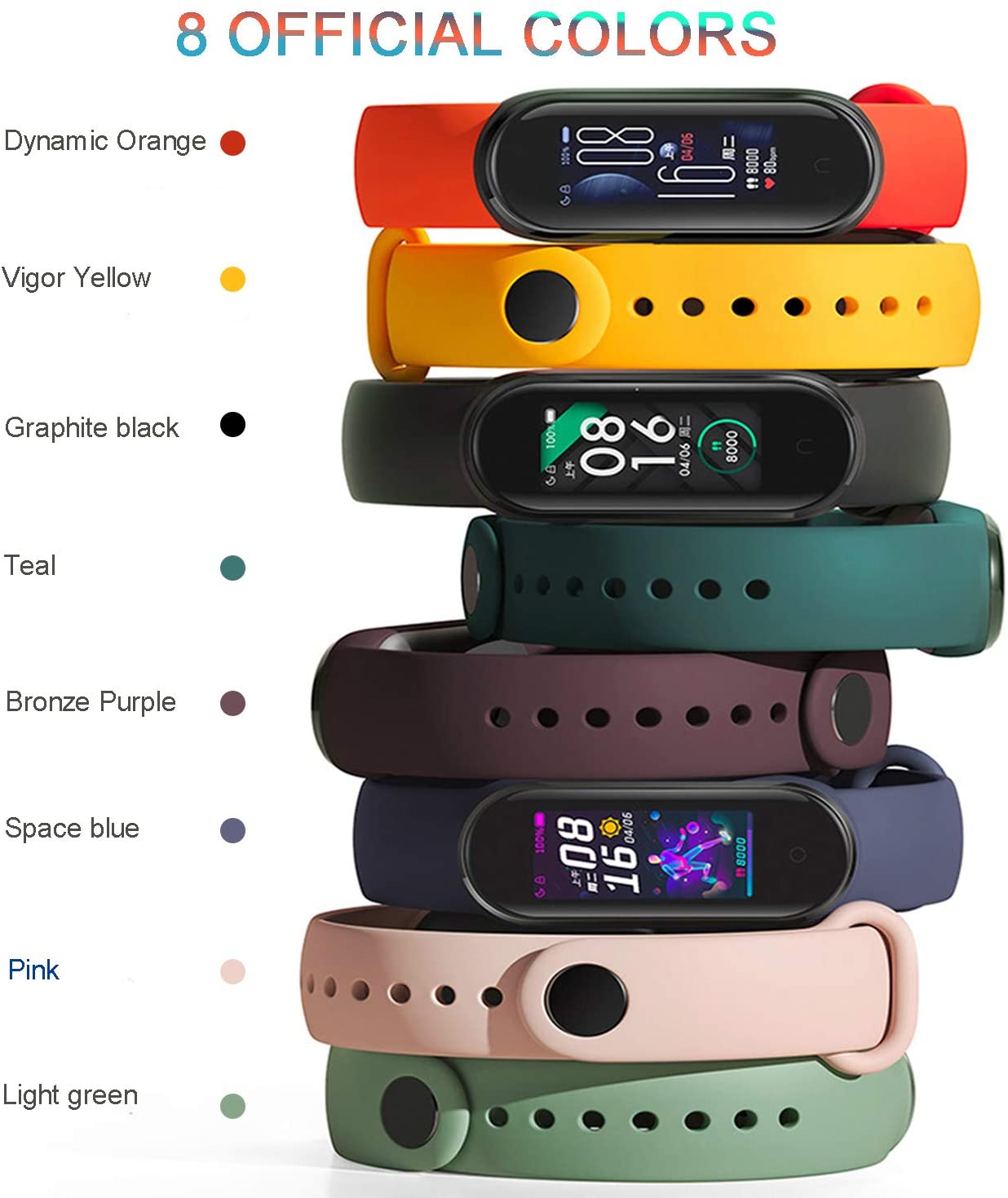 Pas za Xiaomi Mi Band 7 6 5 4 3 športno zapestnico silikonski enobarvni različne barve