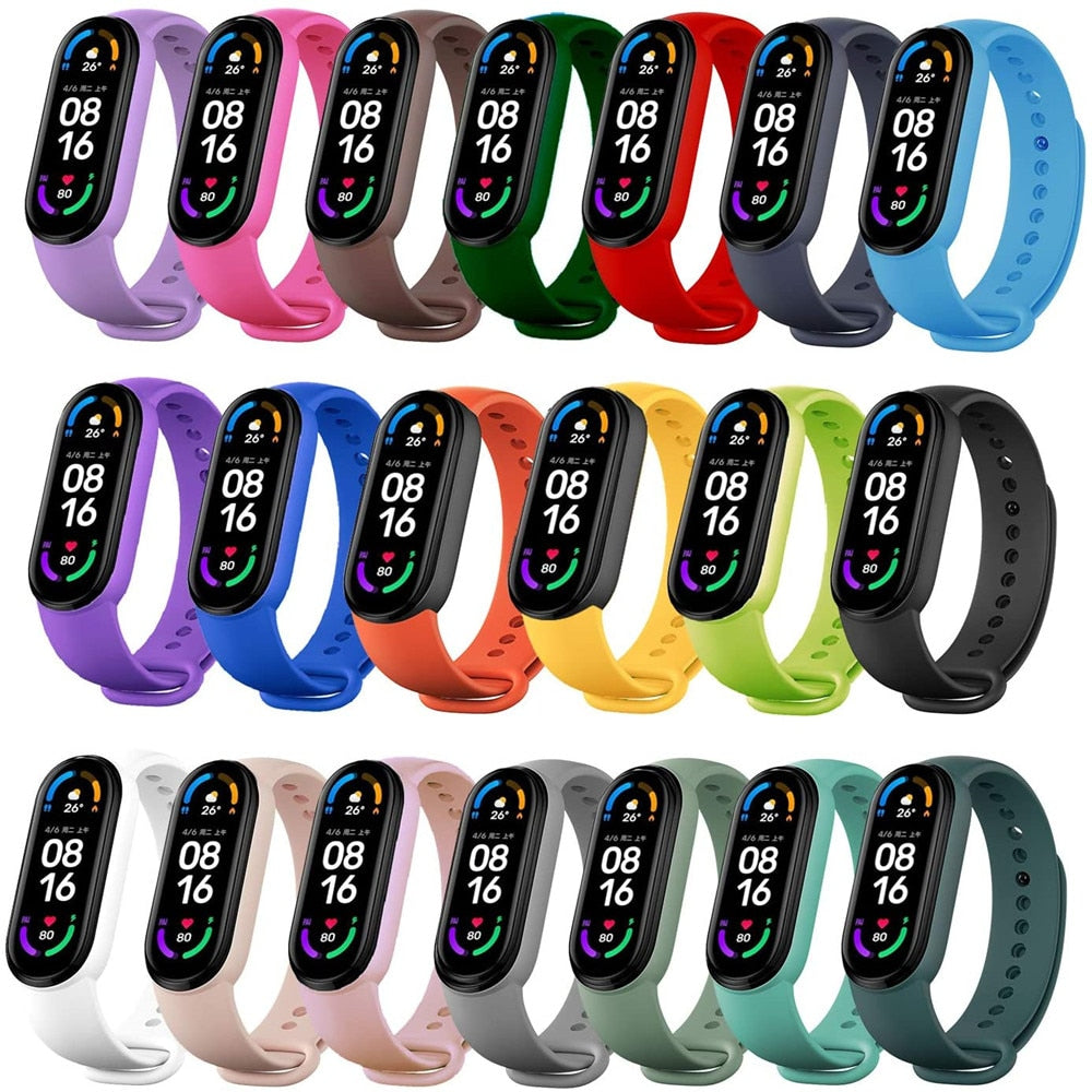 Pas za Xiaomi Mi Band 7 6 5 4 3 športno zapestnico silikonski enobarvni različne barve