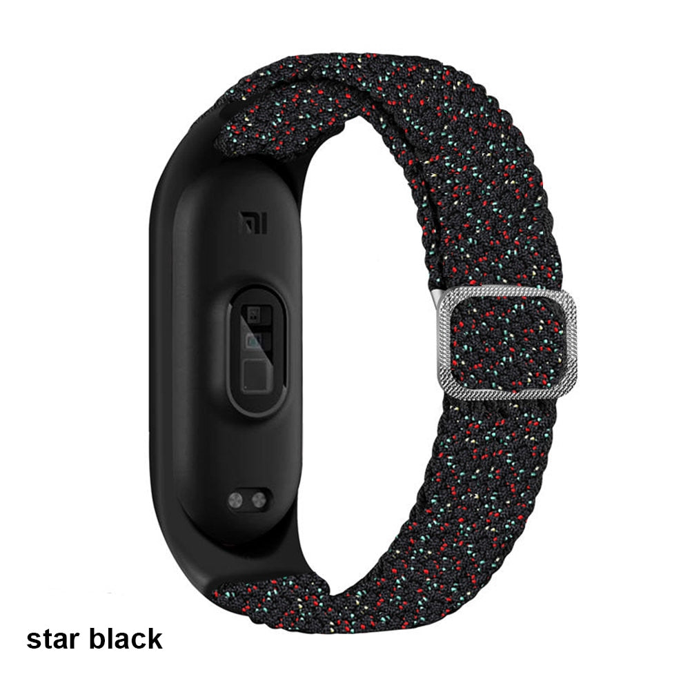 Pašček za Mi Band 6 7 elastičen prilagodljiv najlonski pleten za Miband4 miband 5 za Xiaomi Mi band 4 3 5 6 7