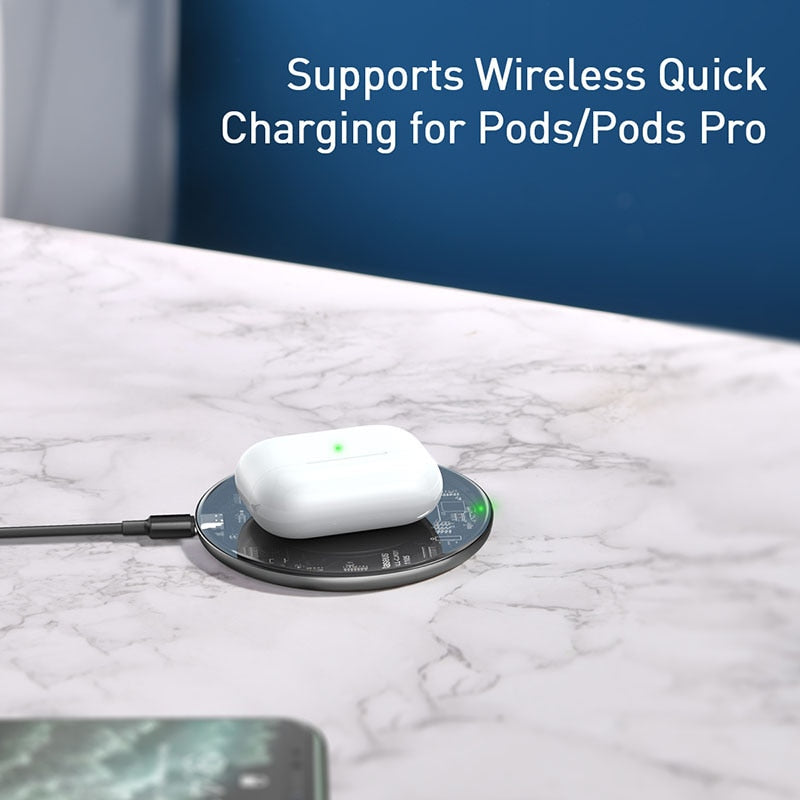 Bežična stanica za punjenje Baseus 15W za iPhone 14 13 12 za Airpods i druge uređaje, npr. Samsung S22 S10 Xiaomi LG