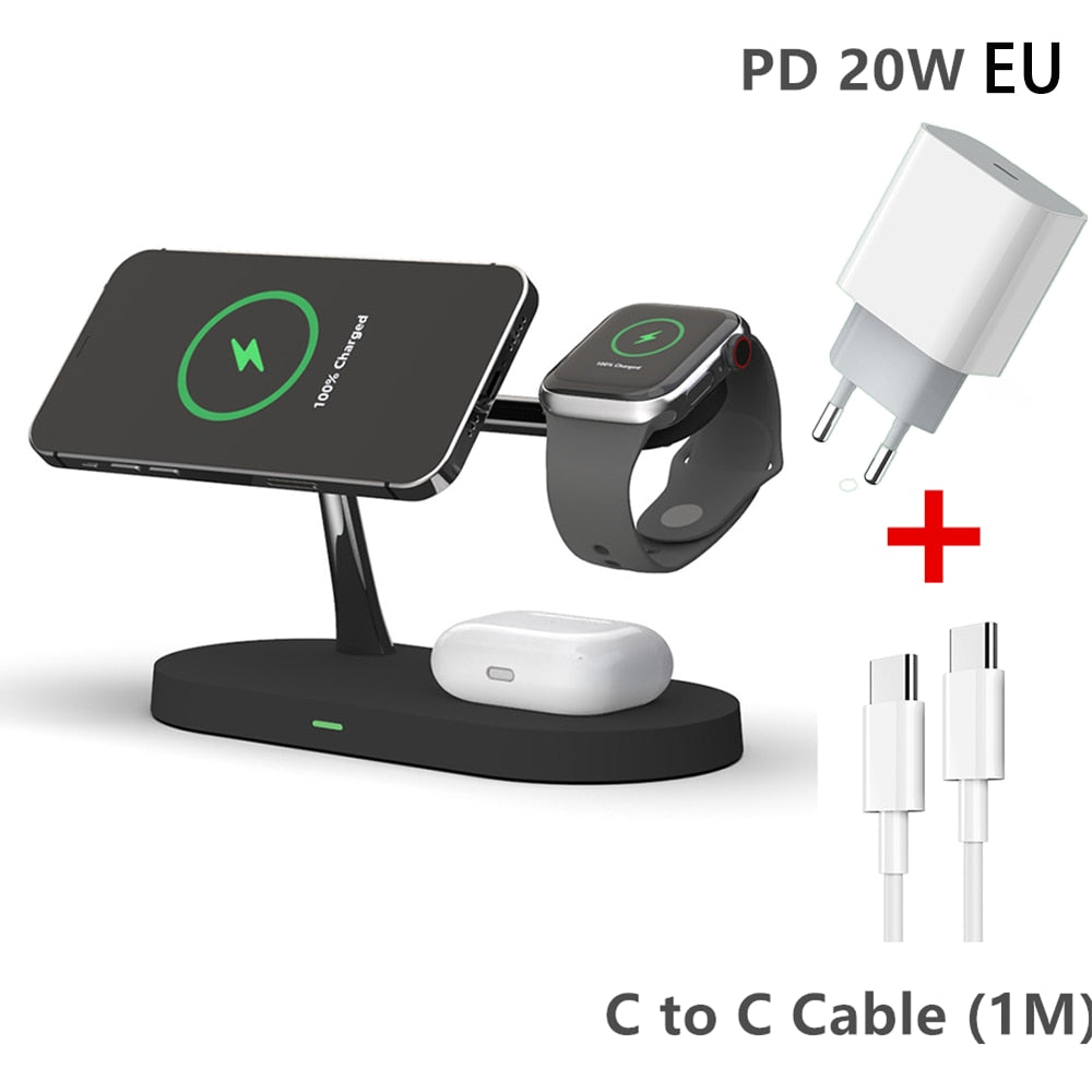 3 v 1 QI postaja za brezžično polnjenje za iPhone 14 13 12 Pro Max Magsafe Magnetic 20W hitro polnjenje za Apple Watch Airpods Pro 2 3