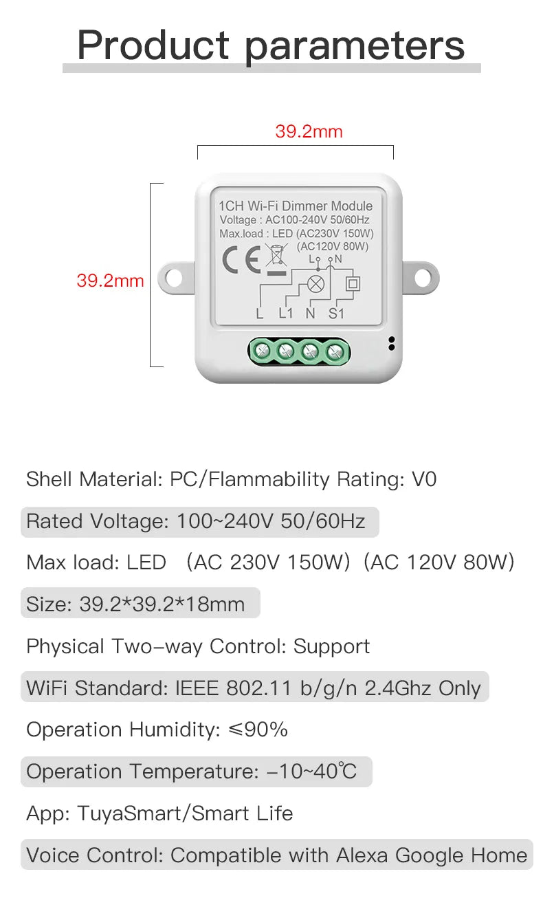 MojPlanet pametni TUYA Zigbee zatemnilni stikalni modul (dimmer) 1 ali 2 kanalni