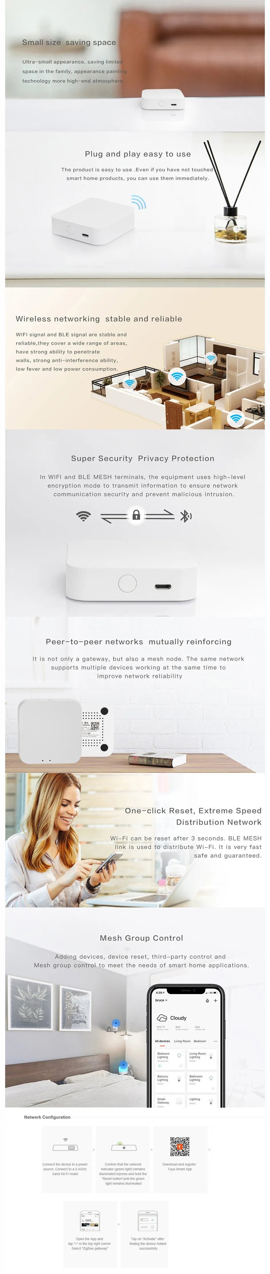 MojPlanet brezžična centralna enota prehod gateway hub za TUYA ZigBee WiFi Bluetooth BT