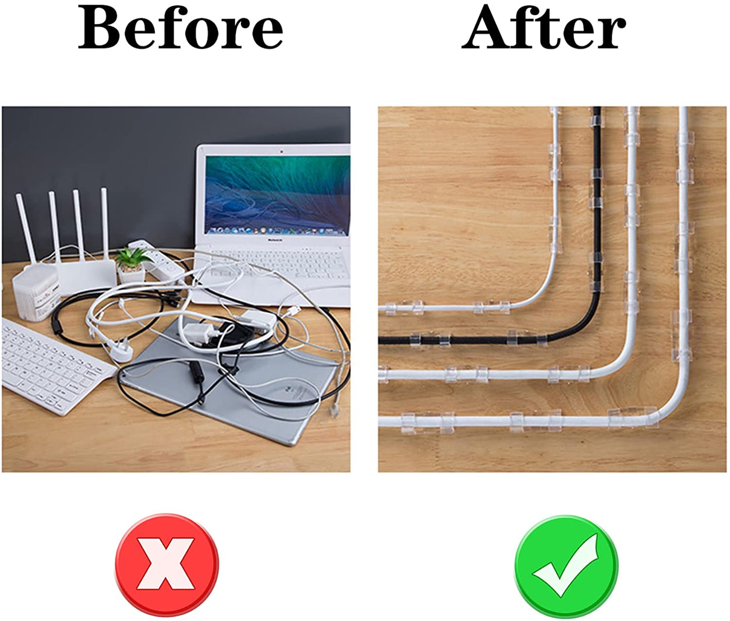 Nosilec kabla, samolepilna sponka za kabel za pod mizo, za organizacijo kablov - 5 kosov