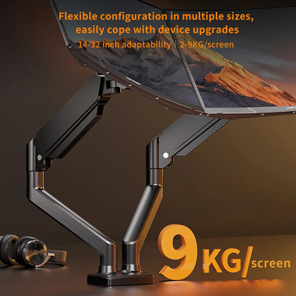 Dvojni namizni nosilec za monitorja – do 32″, 9 kg na roko