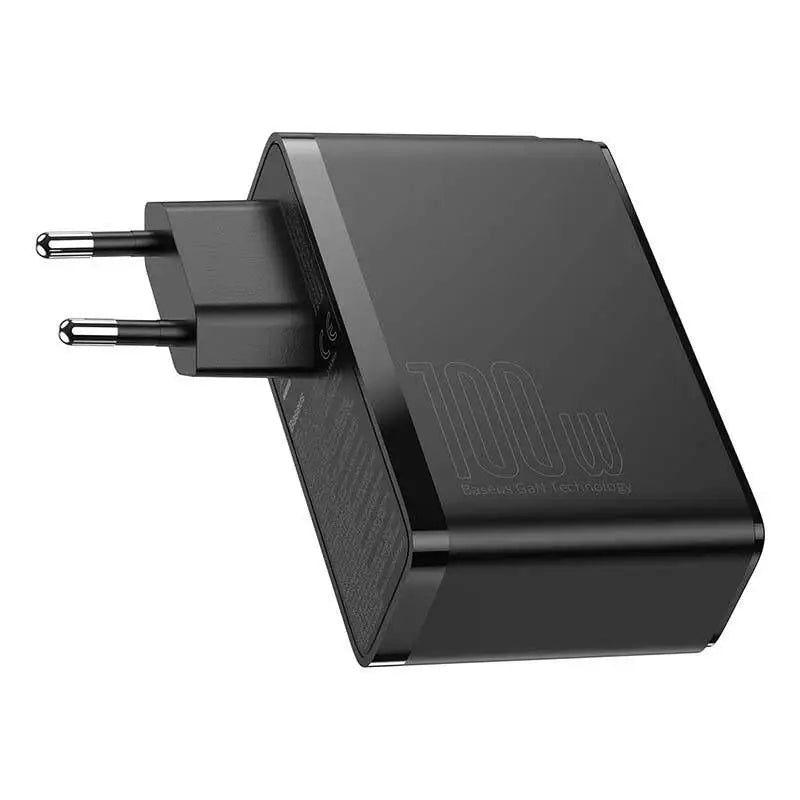Baseus GaN5 Pro omrežni polnilnik, USB-C + USB, 100 W + kabel (črn)