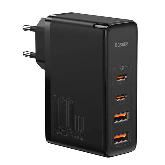 Mrežni punjač Baseus GaN5 Pro, USB-C + USB, 100 W + kabel (crni)