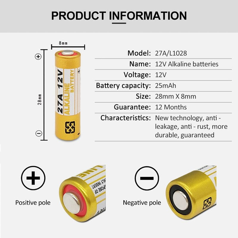 Baterija 27A 12V PHOMAX 1kos nadomesti A27BP K27A V27GA VR27 MS27  suha alkalna za enkratno uporabo