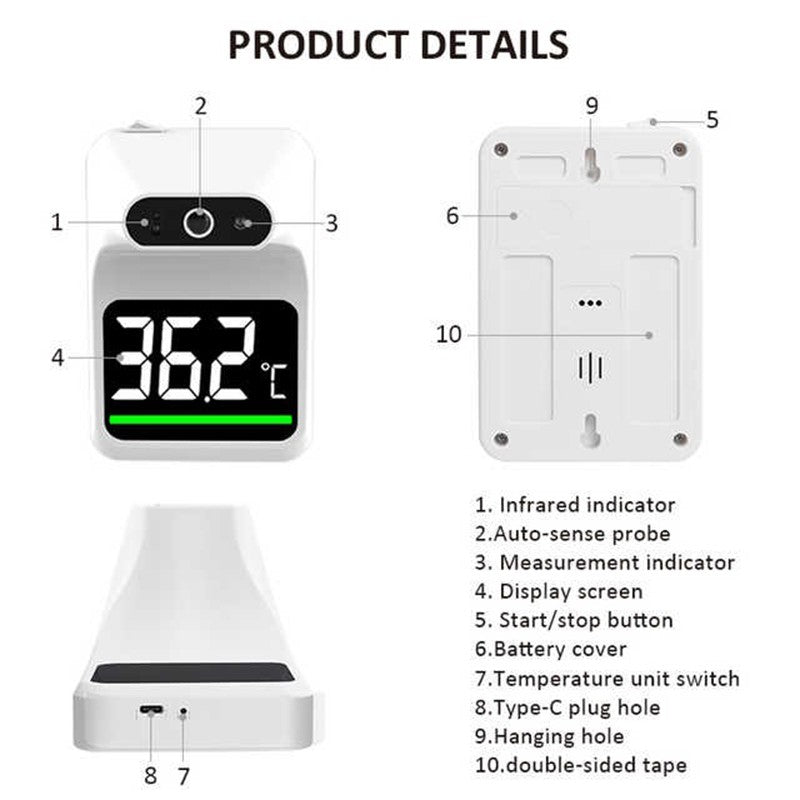 Infrardeči brezkontaktni stenski termometer Alphamed UFR101 z alarmom za povišano temperaturo z bluetoothom