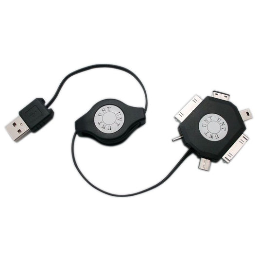 Zložljivi USB kabel z multifunkcijskim konektorjem 6 v 1 črn za iPhone 3G 3GS 4 4S