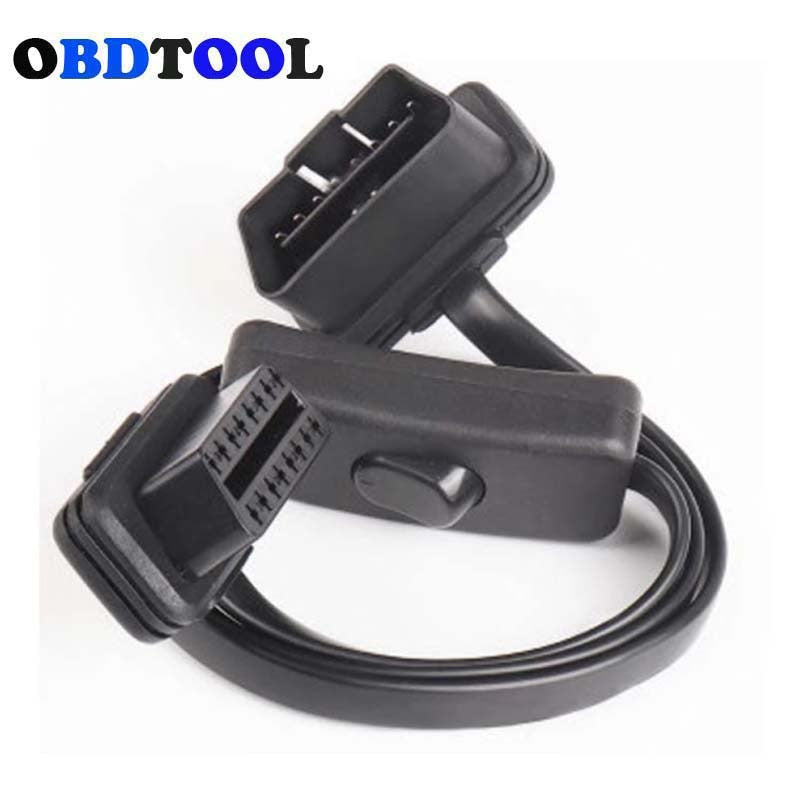 12V Male 16 Pin J-1962 To Female 16pin OBD2 Cable Flat Thin Obd Adapter with Switch 8-core 16PIN Plug Obd1 OBD2 Extension Cable
