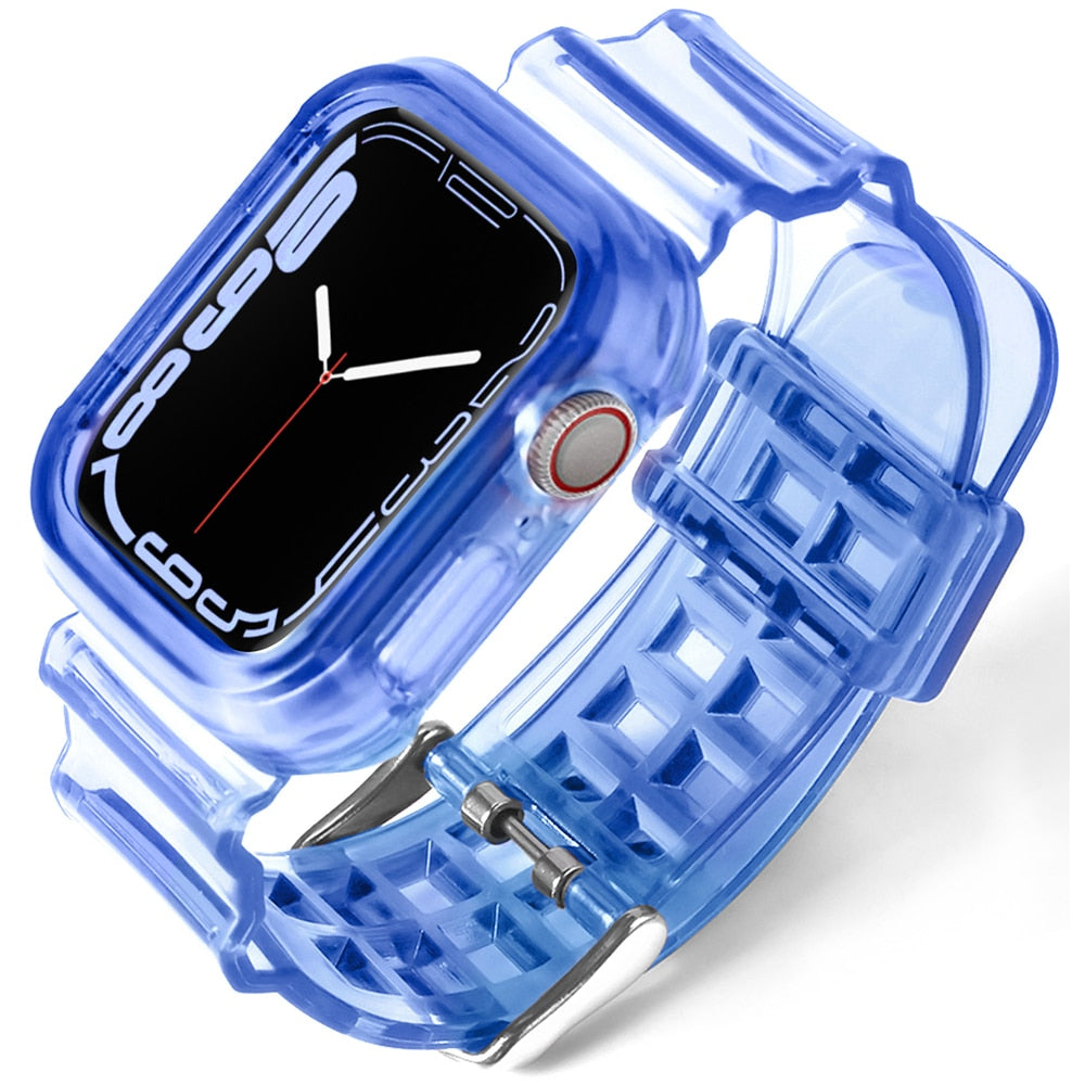 Športni pašček za Apple Watch 7 6 SE 5 4 3 2 1 prozoren silikonski za iwatch Strap 40mm 44mm 42mm 41mm 45mm