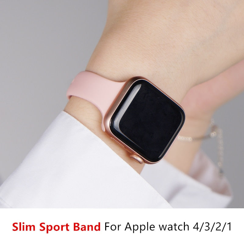Silikonski pašček za Apple watch band 45mm 41mm 44mm 40mm 38mm 42mm iWatch series 6 5 4 3 se 7 tenak
