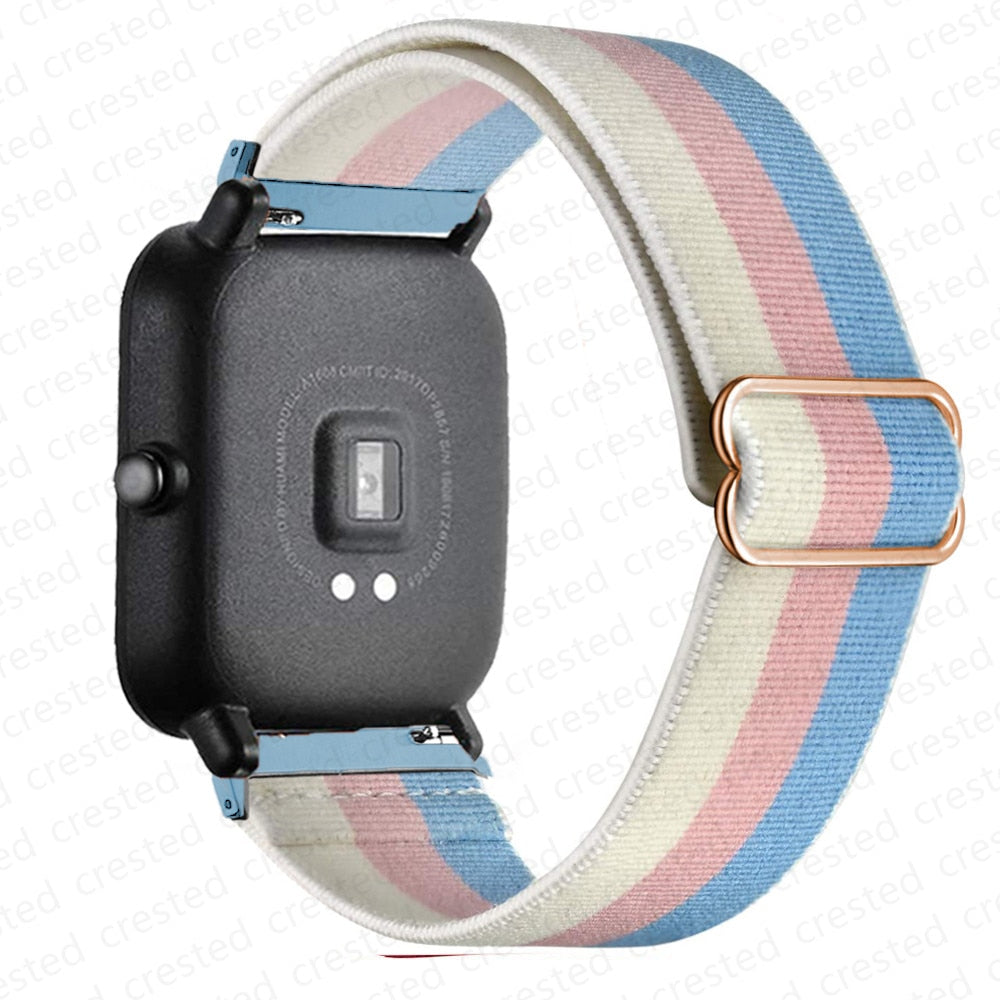 20mm/22mm band For Amazfit GTS/2/2e/3/GTS2 Mini/GTR/3/Pro/GTR2/47mm/42mm/stratos Nylon Elastic Watch Bracelet Amazfit bip strap