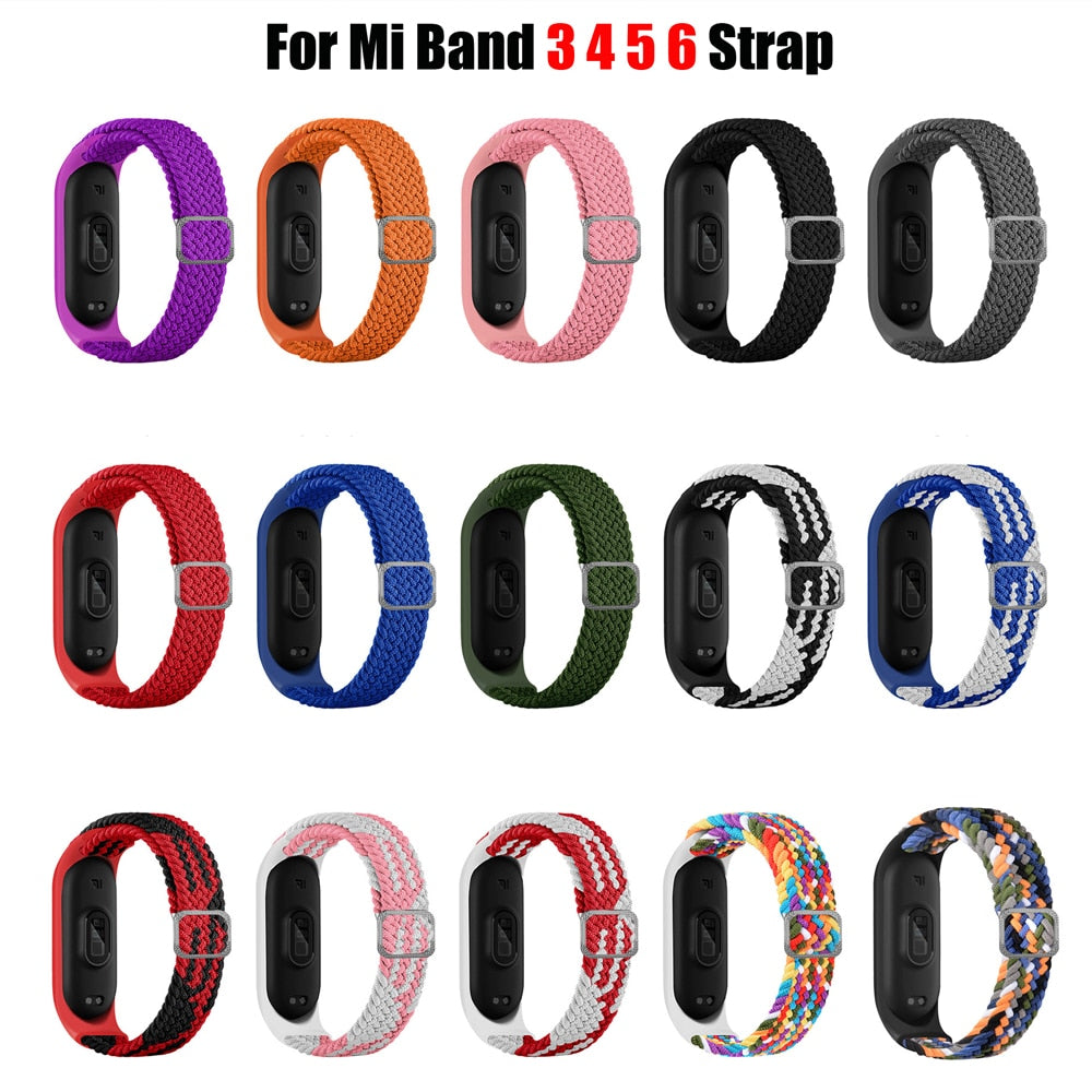 Pašček za Mi Band 6 7 elastičen prilagodljiv najlonski pleten za Miband4 miband 5 za Xiaomi Mi band 4 3 5 6 7