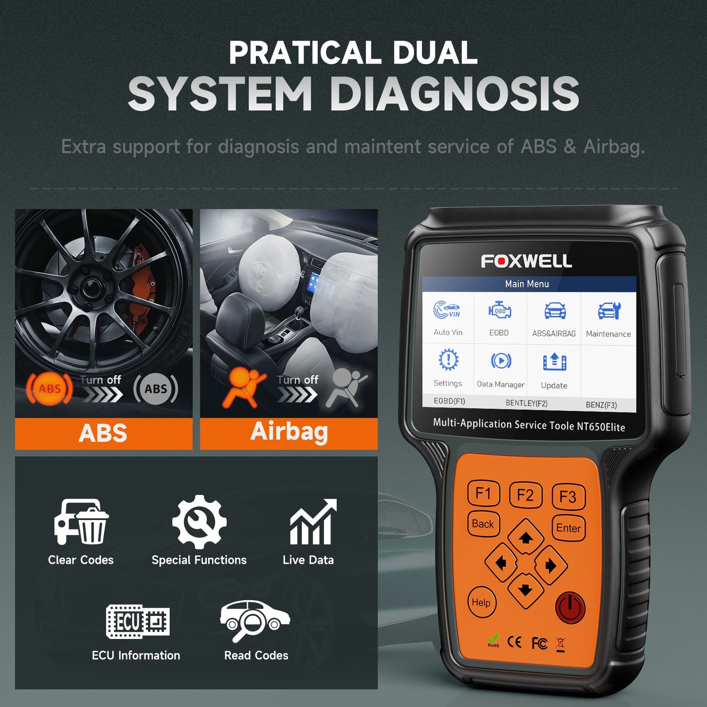 FOXWELL NT650 Elite OBD2 profesionalna avtomobilska diagnostika
