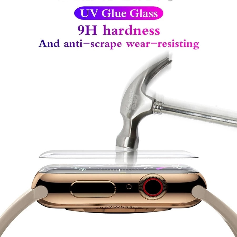 Zaščitno steklo za Apple Watch 7 6 SE 5 4 45MM 41MM 40MM 44MM IWatch 3 2 1 38MM 42MM kaljeno steklo UV utrjevanje