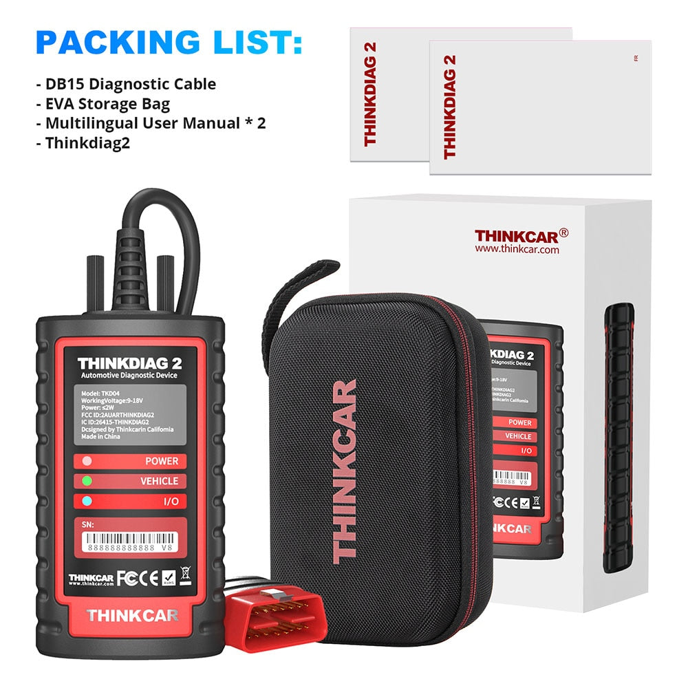 New Thinkcar ThinkDiag 2 ALL Car Brands Canfd protocol All Reset Service 1 Year Free OBD2 Diagnostic Tool Active Test ECU Coding