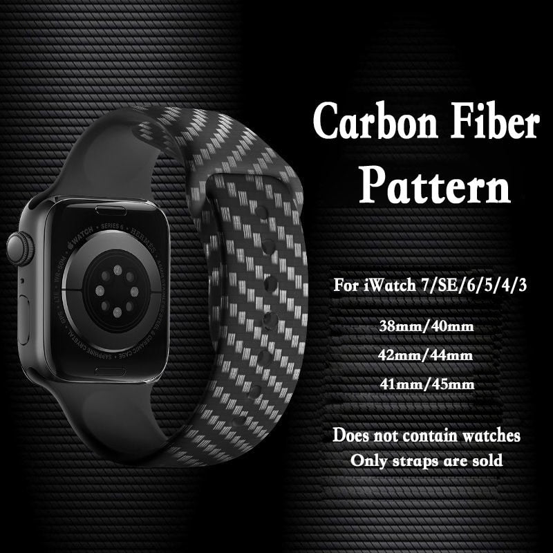 Pašček za Apple watch 44mm 40mm 45mm 41mm 38mm 42mm silikonski v izgledu Carbon Fiber za iWatch serije 7 6 5 3 SE zapestnica