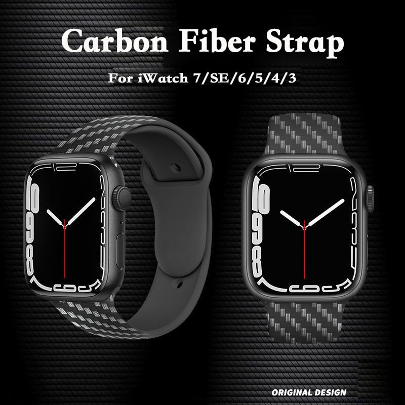 Pašček za Apple watch 44mm 40mm 45mm 41mm 38mm 42mm silikonski v izgledu Carbon Fiber za iWatch serije 7 6 5 3 SE zapestnica